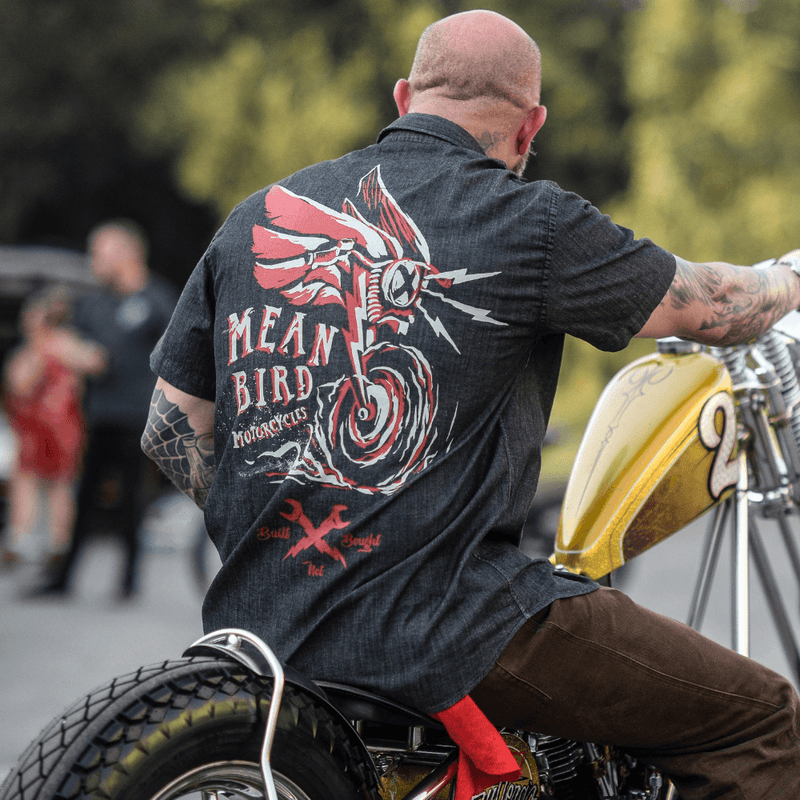 Mens stretch 2025 denim shirt